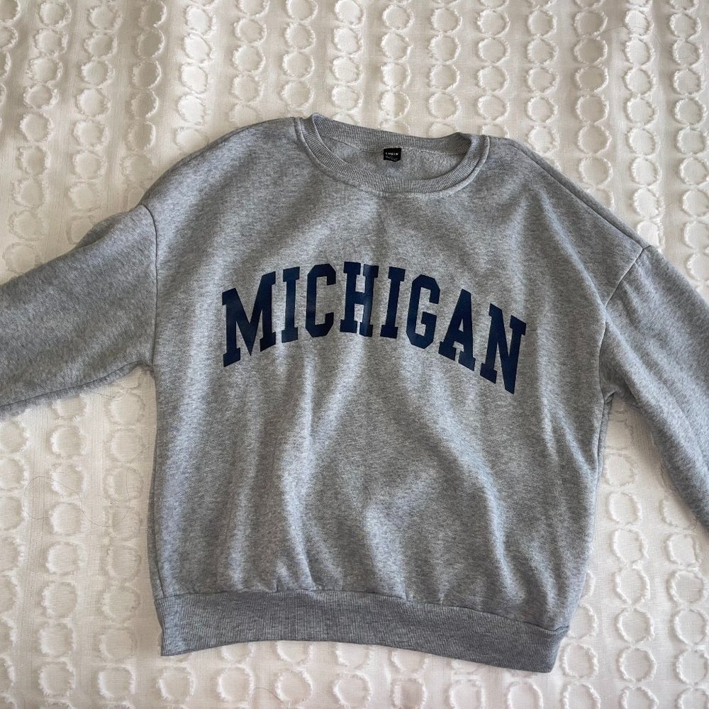 Grey Michigan Crewneck Sweatshirt
